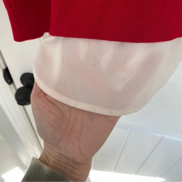 Calvin Klein Women’s Red Scoop Neck Long Sleeve Top Size Large - Picture 5 of 8